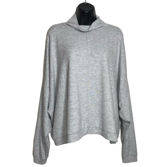 Lucky Brand Top XL Gray Cloud Jersey Mock Neck Oversized Long Sleeve Lightweight - Picture 2 of 14